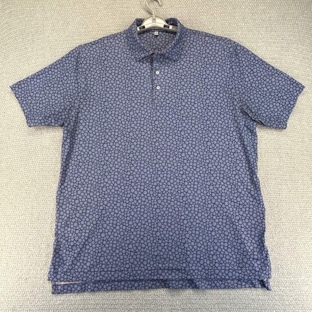 Peter Millar Polo‎ Shirt Mens XL Blue Runner Performance Jersey Summer Comfort